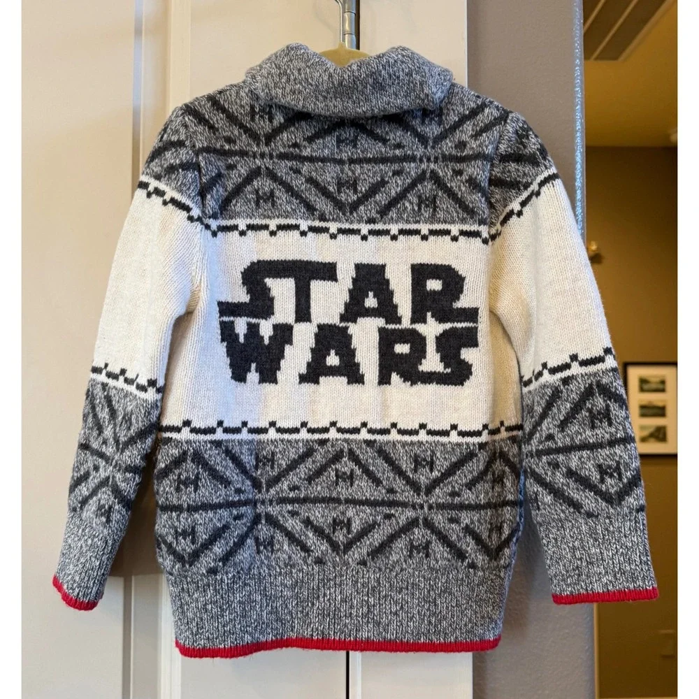 Gap Star Wars Kids Full Zip Fair Isle Style Darth Vader Stormtrooper Sweater 4Yr